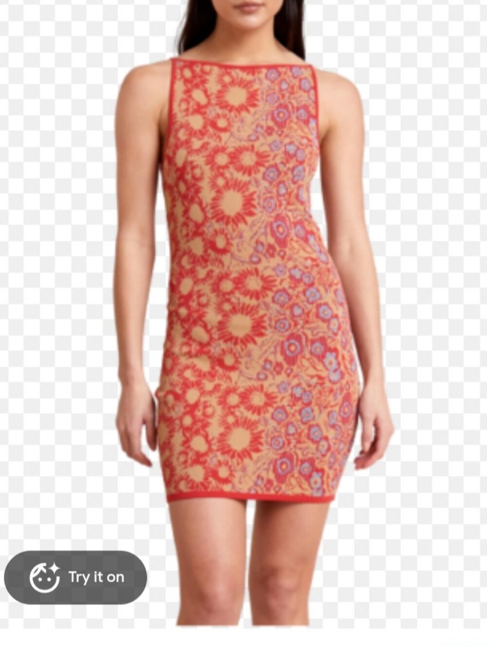 bec + bridge Red Floral Print Midi Bodycon Dress